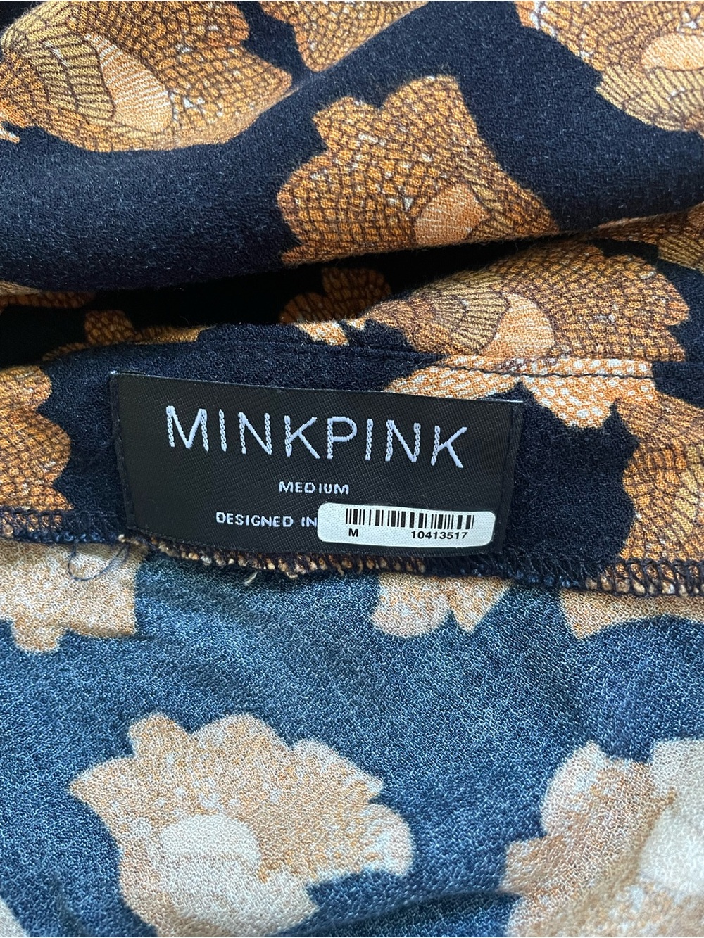 MINKPINK Nour Cami Wrap Midi Dress Black Cream Floral - Picture 3 of 7